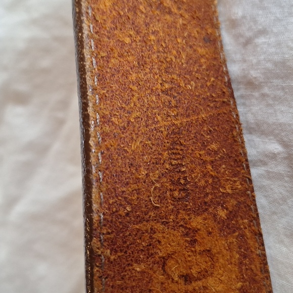 Vintage Banana Republic Hand-Tooled Brown Leather Belt with Floral Detail main image 6
